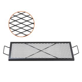 VEVOR X-Marks Fire Pit Grill Grate, Rectangle Cooking Grate, Heavy Duty Steel Campfire BBQ Grill Grid with Handle & Support X Wire