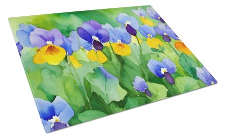 NEW Illinois Violet in Watercolor Glass Cutting Board Decorative Tempered Glass Kitchen Cutting and Serving Board Large Size Chopping Board