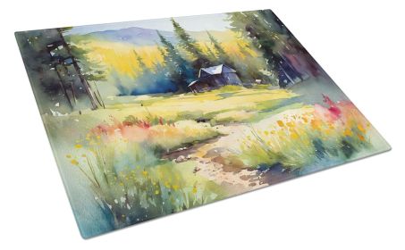 Montana Bitterroot in Watercolor Glass Cutting Board Decorative Tempered Glass Kitchen Cutting and Serving Board Large Size Chopping Board