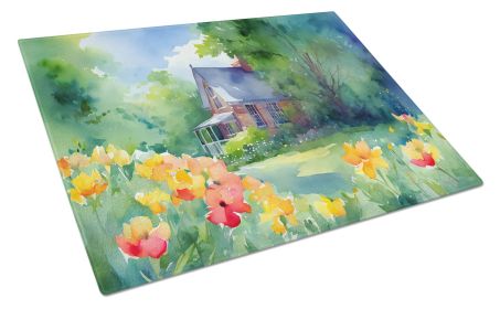 NEW Massachusetts Mayflowers in Watercolor Glass Cutting Board Decorative Tempered Glass Kitchen Cutting and Serving Board Large Size Chopping Board