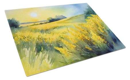 NEW Nebraska Goldenrod in Watercolor Glass Cutting Board Decorative Tempered Glass Kitchen Cutting and Serving Board Large Size Chopping Board