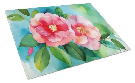 NEW Alabama Camellia in Watercolor Glass Cutting Board Decorative Tempered Glass Kitchen Cutting and Serving Board Large Size Chopping Board