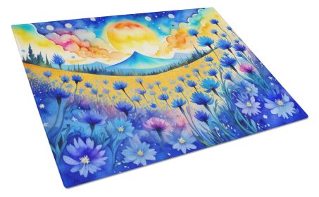 NEW Blue Cornflowers in Color Glass Cutting Board Decorative Tempered Glass Kitchen Cutting and Serving Board Large Size Chopping Board