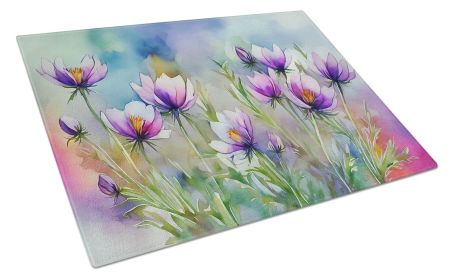 NEW South Dakota Pasque Flowers in Watercolor Glass Cutting Board Decorative Tempered Glass Kitchen Cutting and Serving Board Large Size Chopping Boar