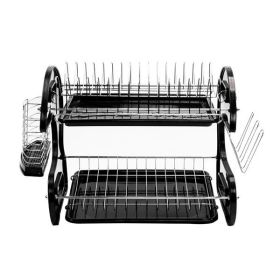 Multi Functional Black Plastic Edge Bowl Rack (Option: Black Silver)