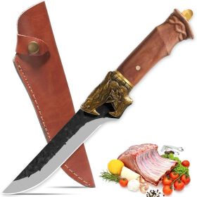 Qulajoy Boning Knife - Hand Forged Camping Knife 7Cr17MOV Blade - Dragon Head Handle And Leather Sheath - Unique Dragon Style - Viking Knife For (Option: Boning knife)