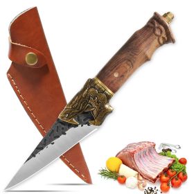 Qulajoy Boning Knife - Hand Forged Camping Knife 7Cr17MOV Blade - Dragon Head Handle And Leather Sheath - Unique Dragon Style - Viking Knife For (Option: Multiuse Knife)