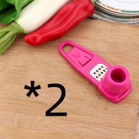 Kitchen Gadget Garlic Masher Seasoning Grinder (Option: 2pcs Simple packing-Rose red)