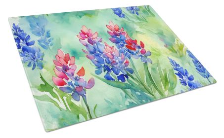 NEW Texas Bluebonnets in Watercolor Glass Cutting Board Decorative Tempered Glass Kitchen Cutting and Serving Board Large Size Chopping Board (Default: Default)